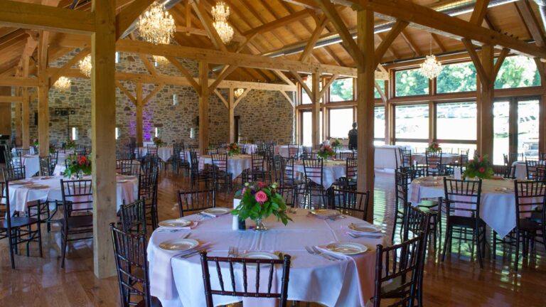 Philadelphia historic wedding venue reception with waterfront views and gorgeous green luxury landscapes