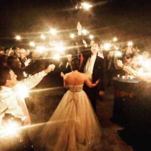 Philadelphia wedding venue bride & groom sparkler exit at night