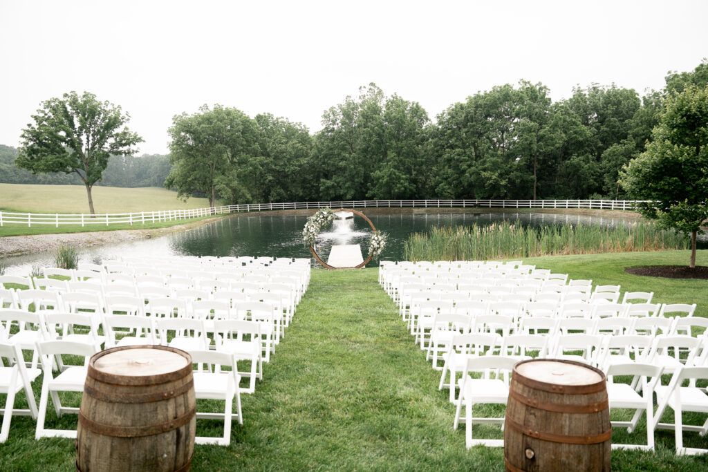 Luxury outdoor wedding ceremony, garden wedding ceremony space at our historic wedding venue near Philadelphia